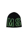 Msgm Logo Embroidered Ribbed Knit Stretch Beanie Hat In Black