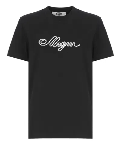 Msgm T-shirt With Logo In Black