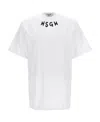 Msgm White Crewneck T-shirt With Logo Lettering On The Neck In White