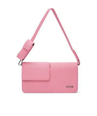 Msgm Logo-lettering Shoulder Bag In Pink