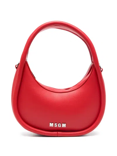 Msgm Kids' Logo-lettering Shoulder Bag In Red