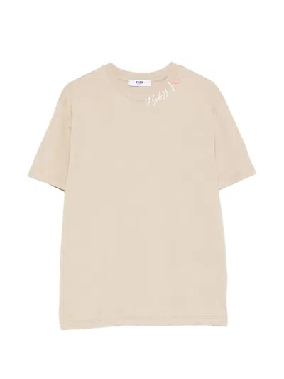Msgm Logo-lettering T-shirt In Brown