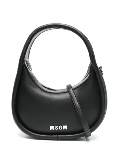 Msgm Kids' Logo-lettering Tote Bag In Black