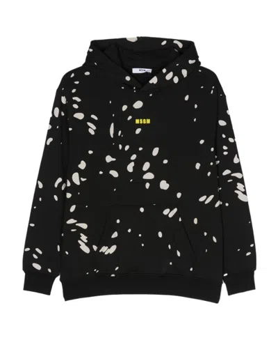 Msgm Logo Logo Hooded Sweater In Black