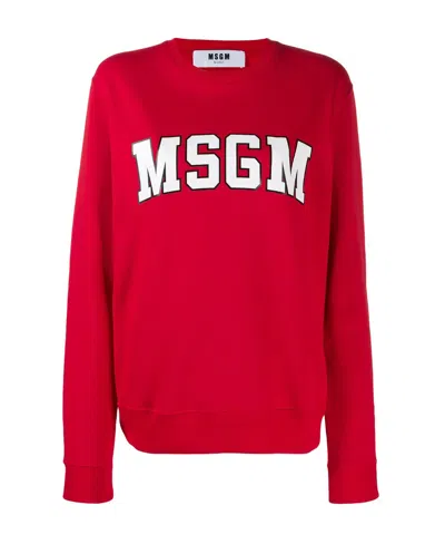 Msgm Logo Logo Pullover In Red