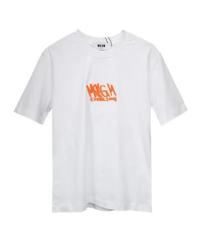 Msgm Logo Logo Short-sleeved T-shirt In White