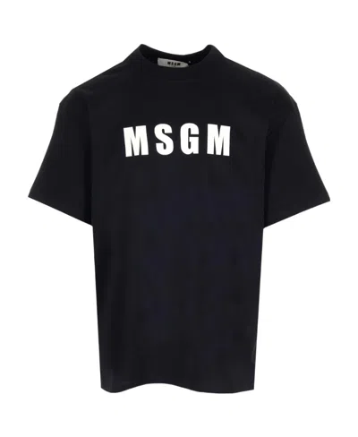 Msgm Logo Longline T-shirt In Black