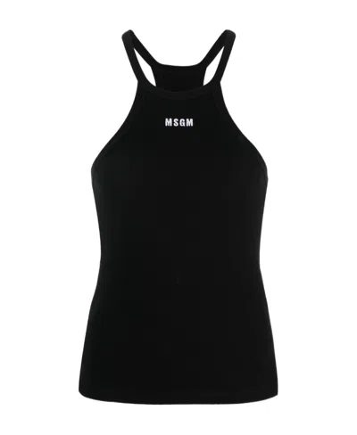 Msgm Logo Neck Vest In Black