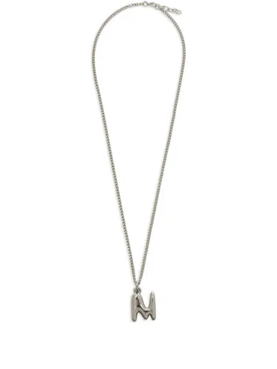Msgm Logo Necklace In Metallic