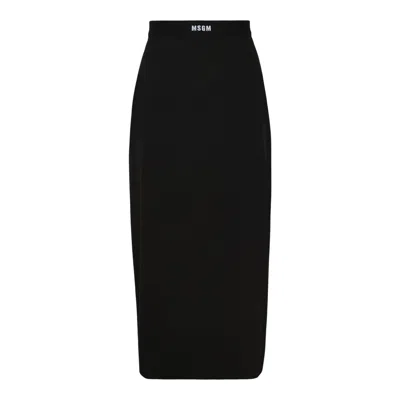 Msgm Logo On Waistband Skirt In Black