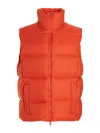 Msgm Logo Embroidered High Collar Padded Jackets In Orange
