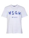 Msgm Logo-print Crew Neck Cotton T-shirt In Optical White