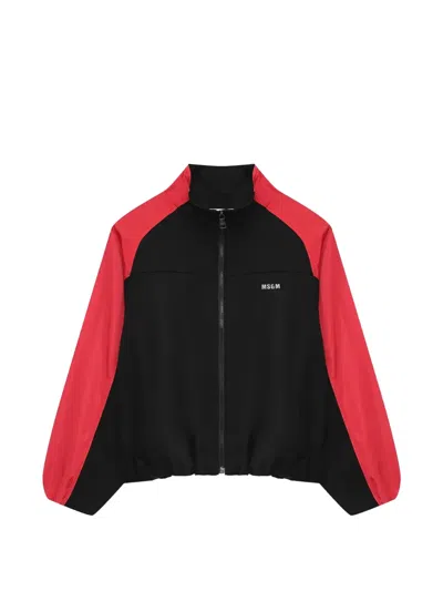 Msgm Kids' Logo Panelled Jacket In Black