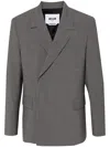 Msgm Logo-patch Blazer In Grey