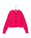 Msgm Logo-patch Cable Knit Cardigan In Pink