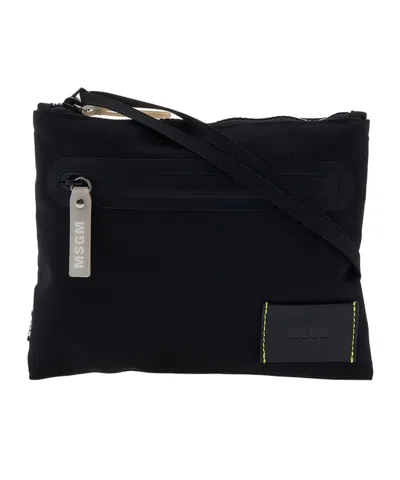 Msgm Logo-patch Clutch Bag In Black
