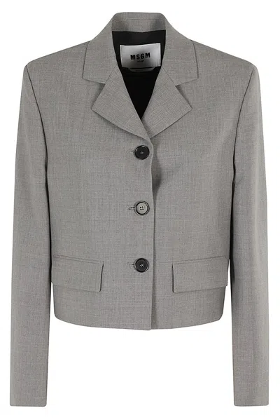 Msgm Cropped Jacket In Grey