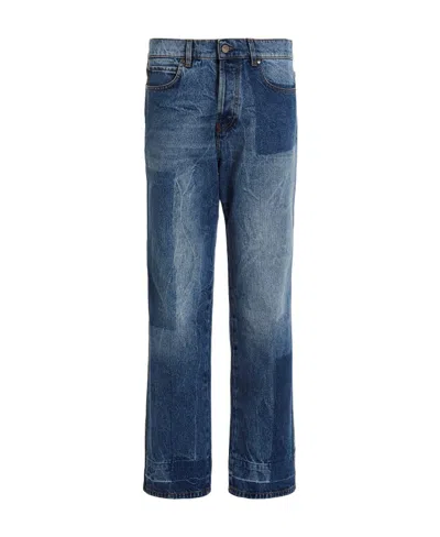 Msgm Logo-patch Denim Jeans In Blue