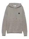 Msgm Logo Patch Drawstring Hoodie In Grey