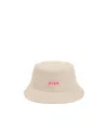 Msgm Logo Embroidered Bucket Hat In Nude