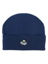 Msgm Logo-patch Knitted Beanie In Blue