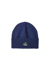 Msgm Logo-patch Knitted Beanie In Blue