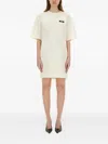 Msgm Logo Patch Drawstring Dress In White