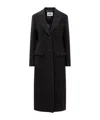 Msgm Wool Blend Felt Single Breast Long Coat In Black