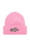 Msgm Logo-patch Ribbed Beanie In Pink