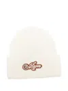 Msgm Logo-patch Ribbed Beanie In White