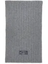 Msgm Logo-patch Ribbed-knit Scarf In Grey