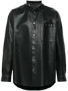 Msgm Synthetic Leather-look Shirt With Applied Pocket In Brown