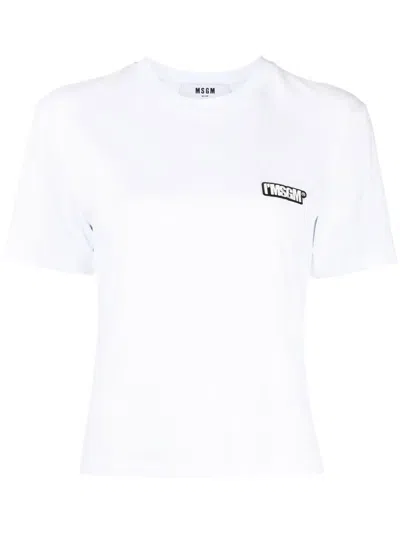 Msgm Logo-patch Short-sleeve T-shirt In White