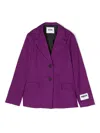 Msgm Logo-patch Single-breasted Blazer In Purple