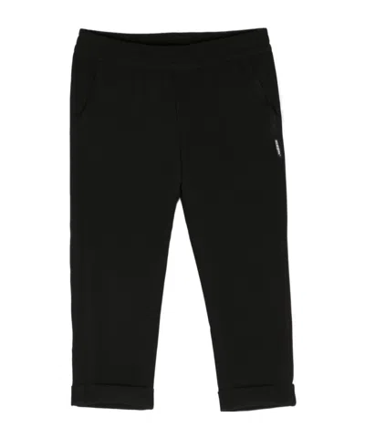 Msgm Logo-patch Straight-leg Trousers In Black