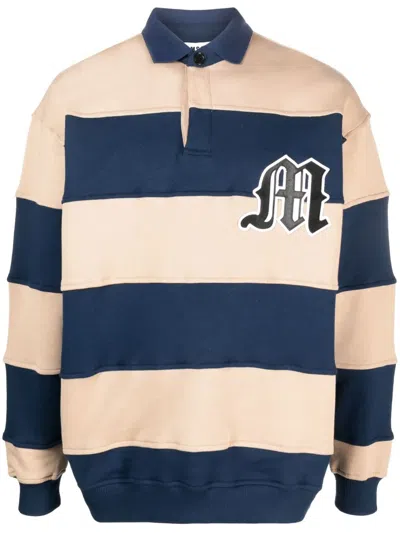 Msgm Oversized Sweatshirt With Classic Polo Collar In Blue