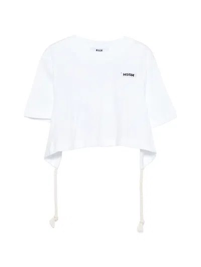 Msgm Kids' Logo-patch T-shirt In White
