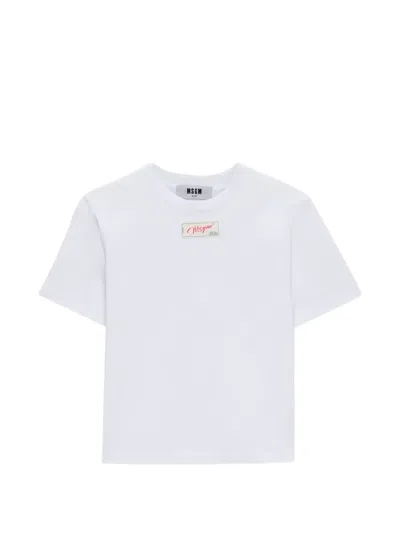 Msgm Logo-patch T-shirt In White