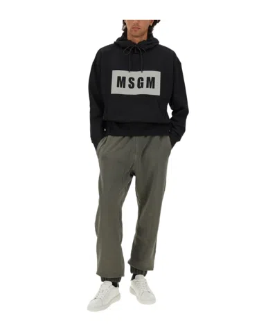 MSGM MSGM LOGO PRINTED DRAWSTRING HOODIE