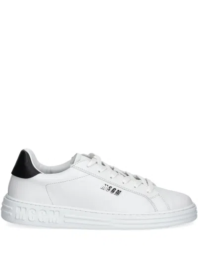 MSGM LOGO-PLAQUE LEATHER SNEAKERS