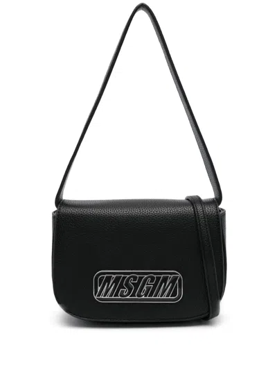 Msgm Kids' Logo-plaque Shoulder Bag In Black