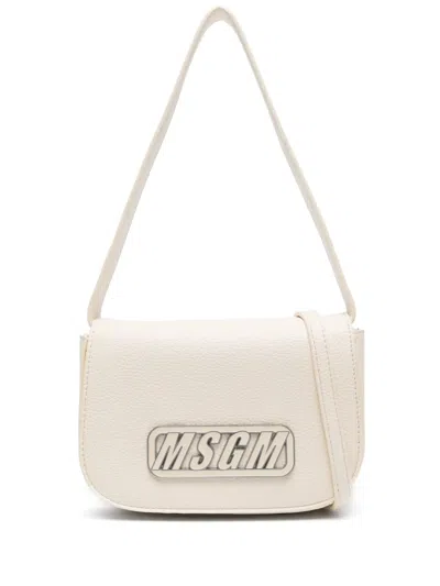 Msgm Kids' Logo-plaque Shoulder Bag In Neutrals