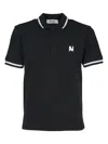 Msgm Cotton Polo With Short Sleeves And Contrasting Collar In Black