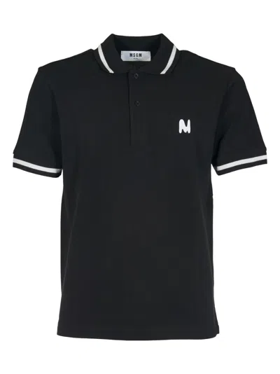 Msgm Logo Polo Shirt In Black