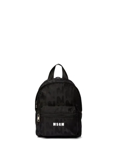 Msgm Logo-print Backpack In Schwarz