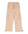 Msgm Logo-print Cargo Pants In Nude