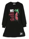 Msgm Logo-print Cotton Dress In Black