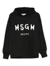 Msgm Black Cotton Crewneck Sweatshirt With Logo