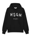 Msgm Logo-print Cotton Hoodie In Black
