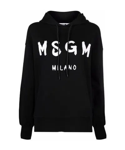 MSGM MSGM LOGO PRINTED DRAWSTRING HOODIE